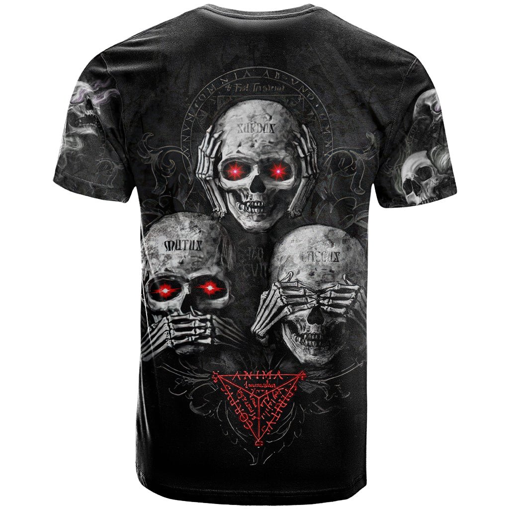 Skull T-Shirt No See No Hear No Speak Evil Graphic Tee