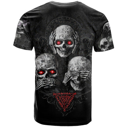 Skull T-Shirt No See No Hear No Speak Evil Graphic Tee