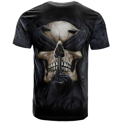 Skull T-Shirt No See Evil Red Rose Jean Graphic Tee
