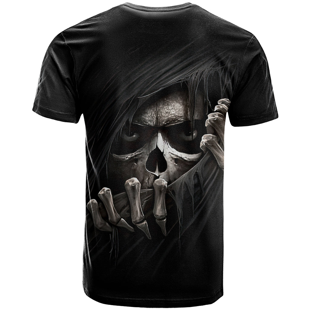 Skull T-Shirt Evil Skeleton Look Inside Graphic Tee