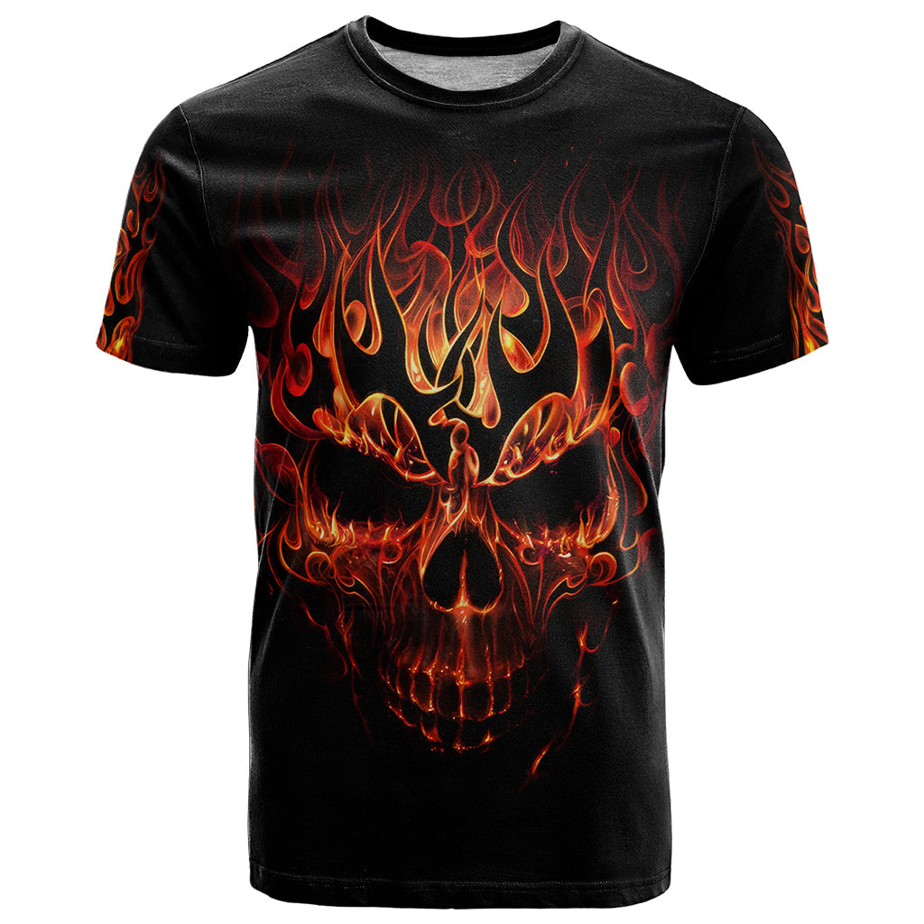 Skull T-Shirt Fire Skull Tattoo Scream Graphic Tee