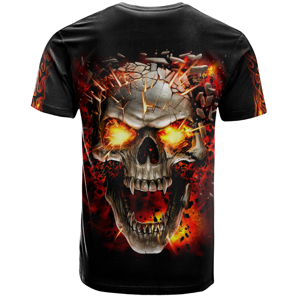 Skull T-Shirt Fire Skull Tattoo Scream Graphic Tee