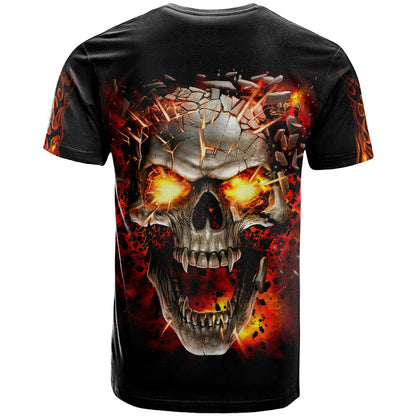 Skull T-Shirt Fire Skull Tattoo Scream Graphic Tee