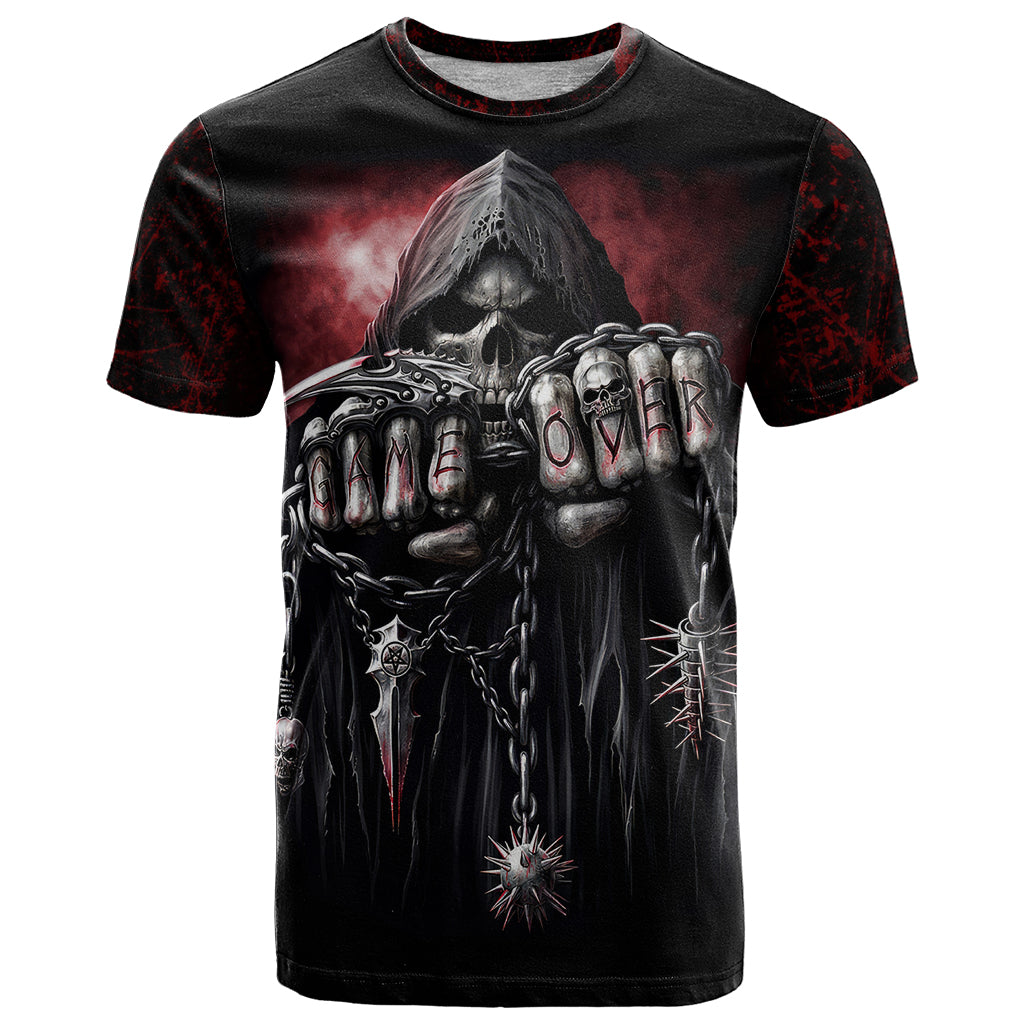 Skull T-Shirt Death Skull Game Over Graphic Tee