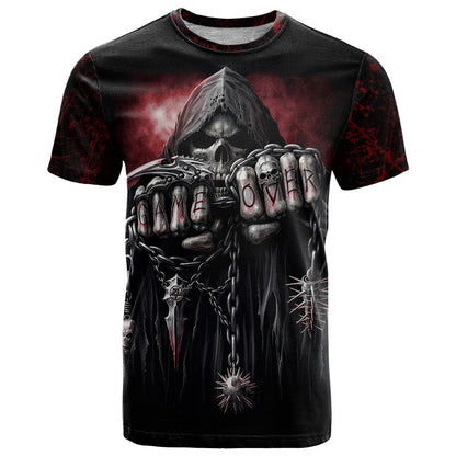 Skull T-Shirt Death Skull Game Over Graphic Tee