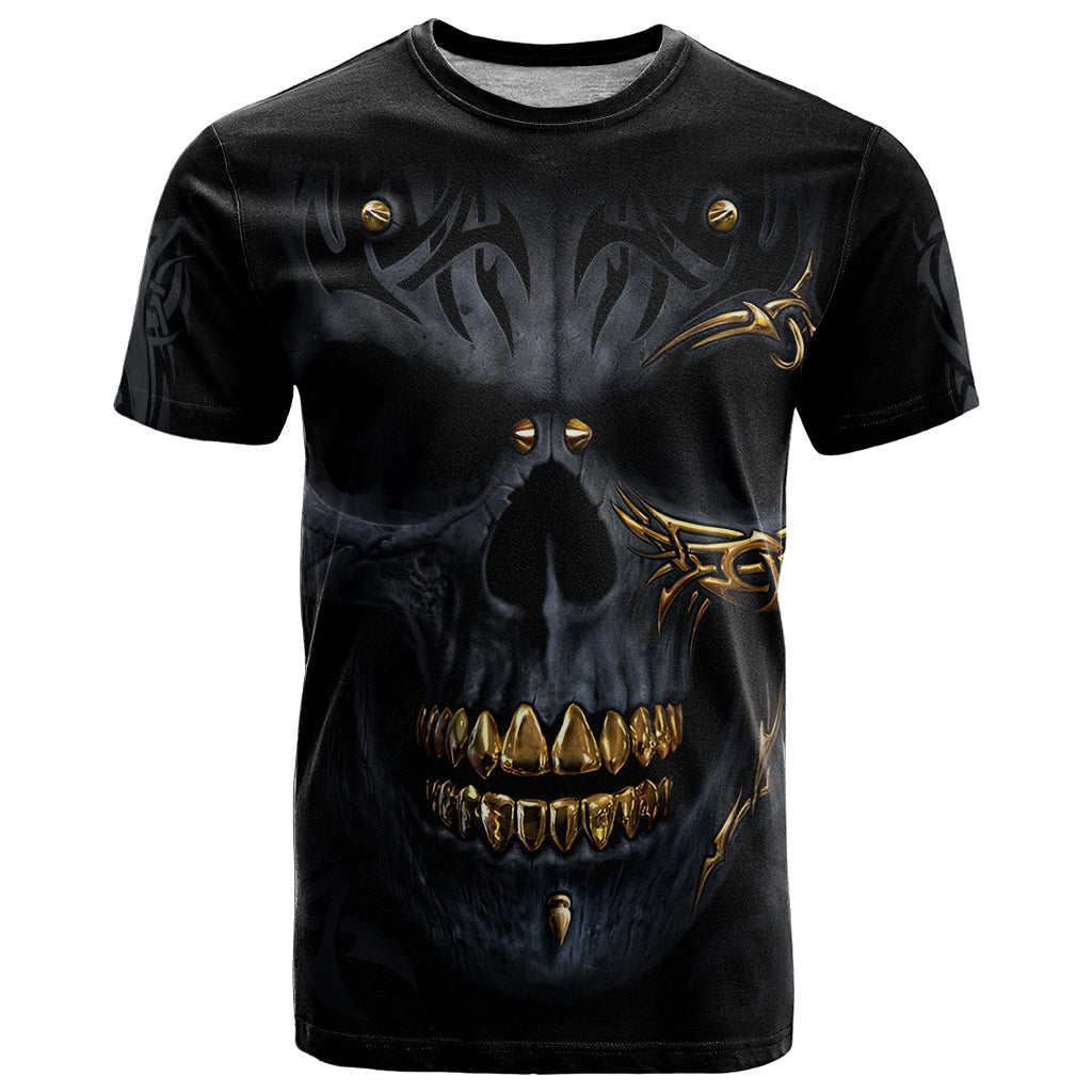 Skull T-Shirt Golden Skull Gangster Graphic Tee