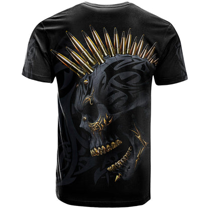 Skull T-Shirt Golden Skull Gangster Graphic Tee