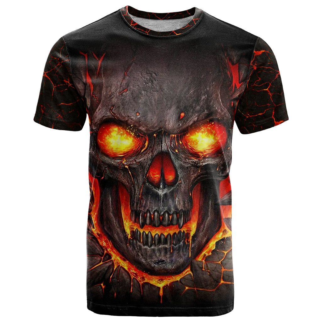 Skull T-Shirt Flame Skull Lava Inside Graphic Tee