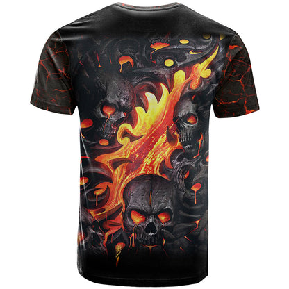 Skull T-Shirt Flame Skull Lava Inside Graphic Tee