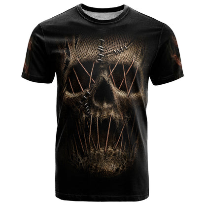 Skull T-Shirt Mummy Face Inside Graphic Tee