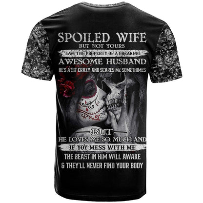 Skull T-Shirt Skull Girl Spoiled Wife Graphic Tee