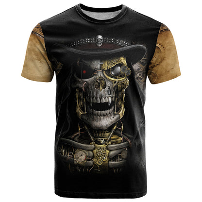 Skull T-Shirt Golden Skull Steampunk Graphic Tee