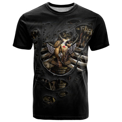 Skull T-Shirt Skeleton Steampunk Heart Inside Graphic Tee