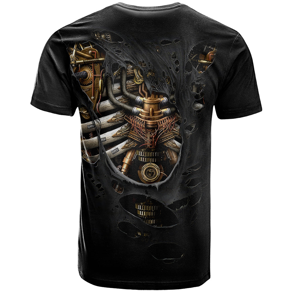 Skull T-Shirt Skeleton Steampunk Heart Inside Graphic Tee