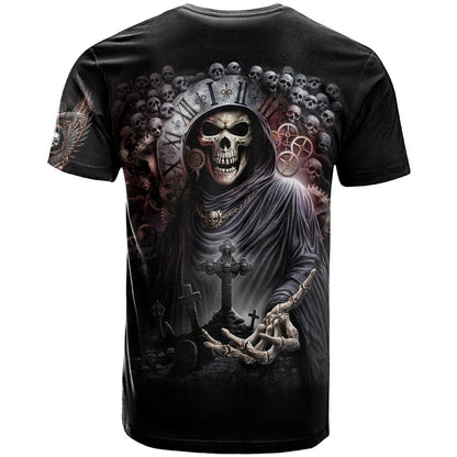 Skull T-Shirt Skull Grim Time Reaper Graphic Tee