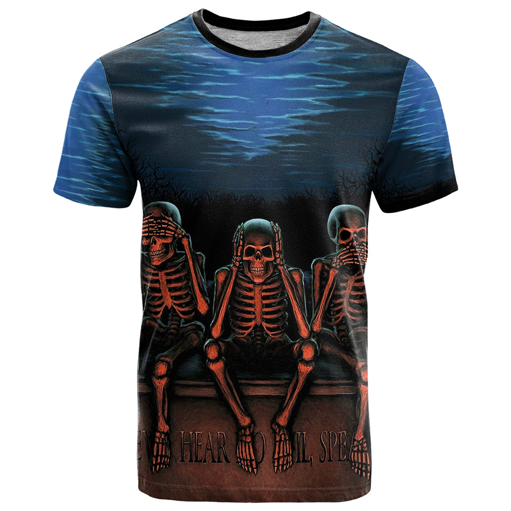 Skull T-Shirt Three Skeleton No See No Speak No Hear Graphic Tee