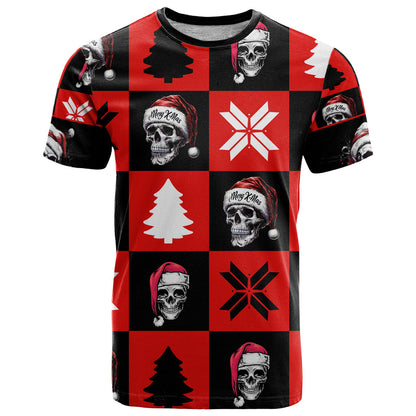 Skull Santa T-Shirt Pattern Skull Santa Ugly Christmas Graphic Tee