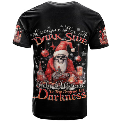 Skull Santa Claus T-Shirt Every One Has A Dark Side Difference Is The Degree Of Darkness Graphic Tee
