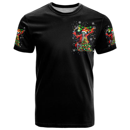 Skeleton Santa Claus T-Shirt Hello Darkness My Old Friend Graphic Tee