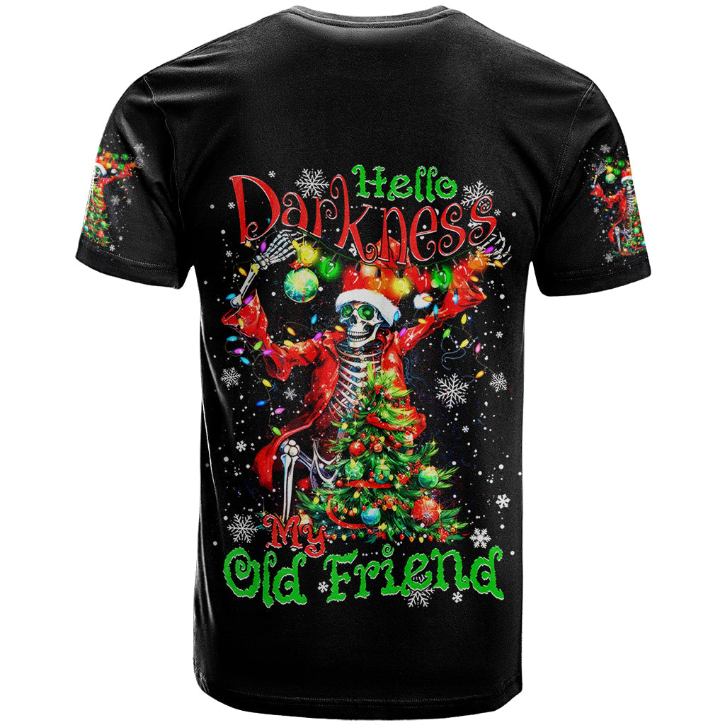 Skeleton Santa Claus T-Shirt Hello Darkness My Old Friend Graphic Tee