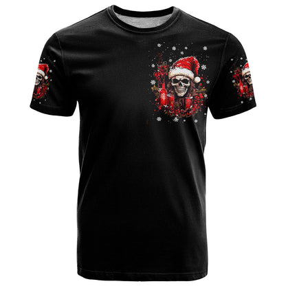 Skull Santa Claus T-Shirt Hello Darkness My Old Friend Graphic Tee