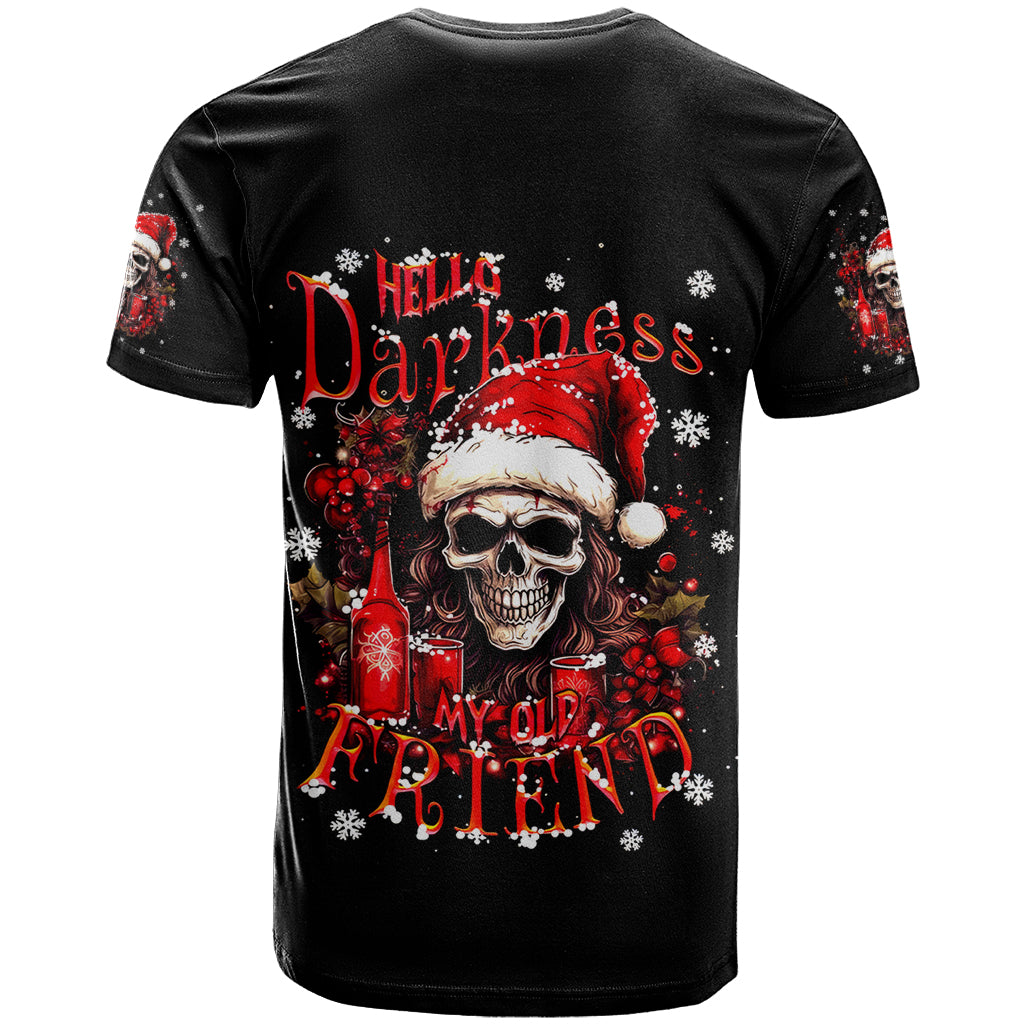 Skull Santa Claus T-Shirt Hello Darkness My Old Friend Graphic Tee