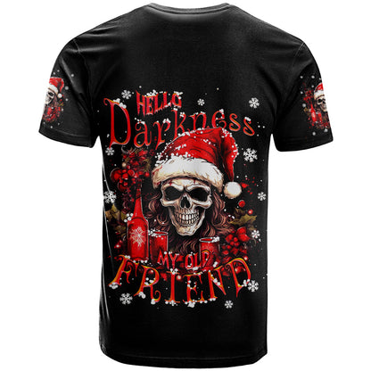 Skull Santa Claus T-Shirt Hello Darkness My Old Friend Graphic Tee