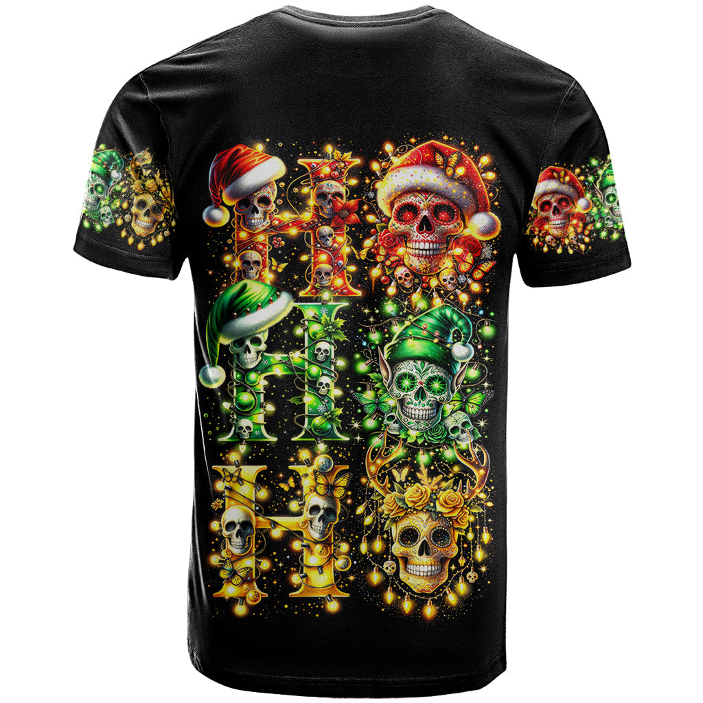 Sugar Skull Santa T-Shirt Sugar Skull Ho Ho Ho Graphic Tee