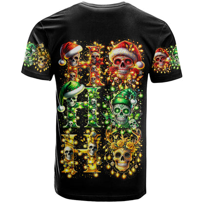 Sugar Skull Santa T-Shirt Sugar Skull Ho Ho Ho Graphic Tee