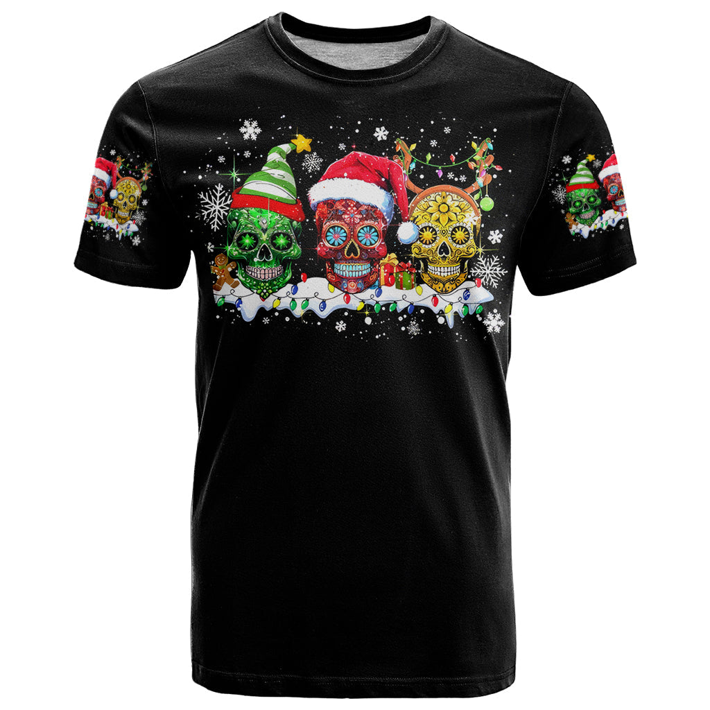 Skeleton Santa Claus T-Shirt Sugar Santa Claus Ho Ho Ho Graphic Tee