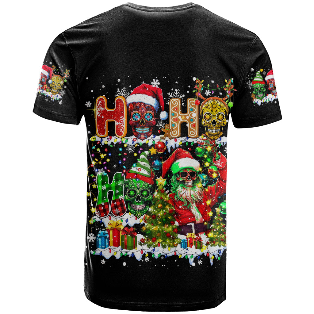 Skeleton Santa Claus T-Shirt Sugar Santa Claus Ho Ho Ho Graphic Tee