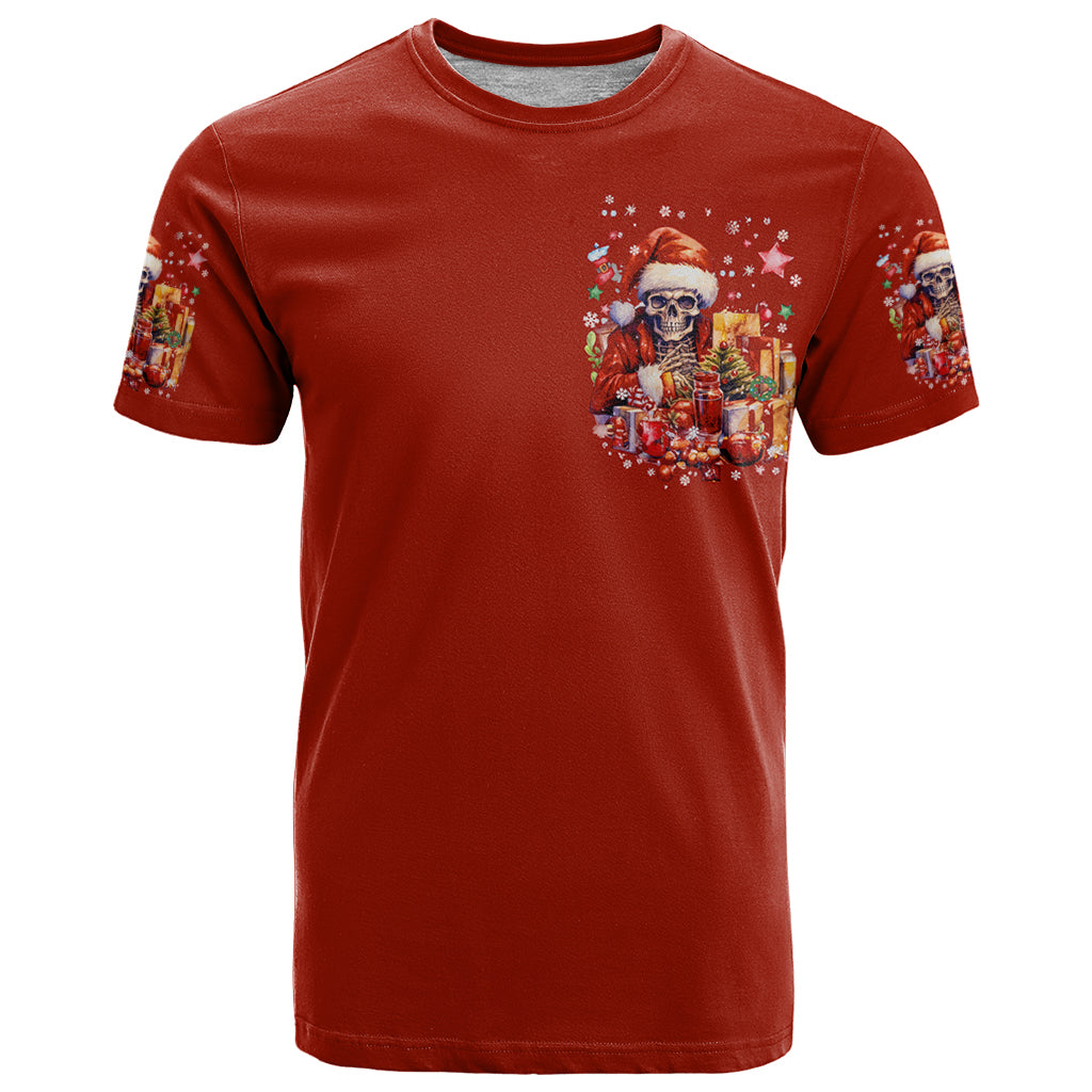 Skeleton Santa Claus T-Shirt I'm Just Here For The Ho Ho Ho Graphic Tee