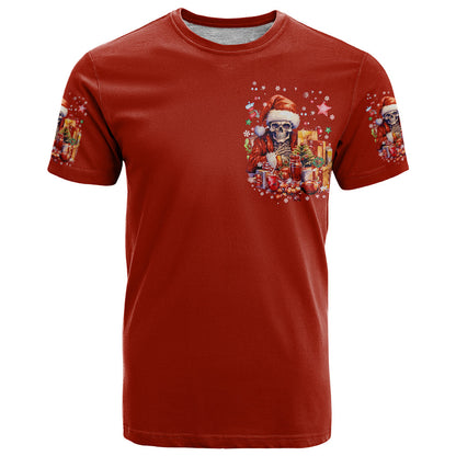 Skeleton Santa Claus T-Shirt I'm Just Here For The Ho Ho Ho Graphic Tee