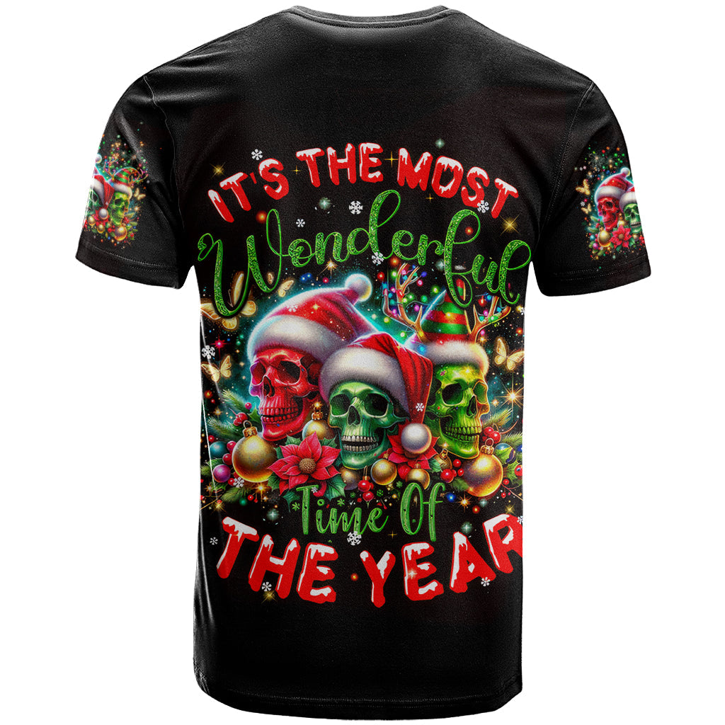 Skull Santa Claus T-Shirt It's The Most Time Of The Year Graphic Tee