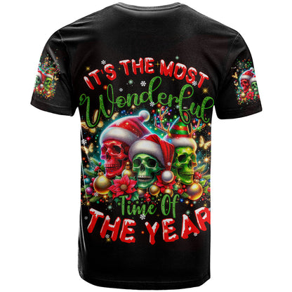 Skull Santa Claus T-Shirt It's The Most Time Of The Year Graphic Tee