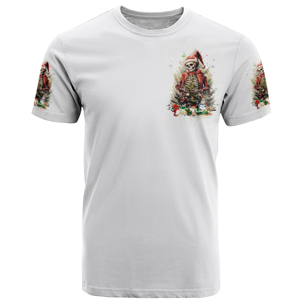 Skeleton Santa Claus T-Shirt On The Naughty List And I Regret Nothing Graphic Tee