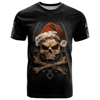 Skeleton Santa Claus T-Shirt Scary Skeleton Santa Claus Coming Graphic Tee