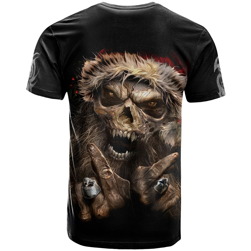 Skeleton Santa Claus T-Shirt Scary Skeleton Santa Claus Coming Graphic Tee