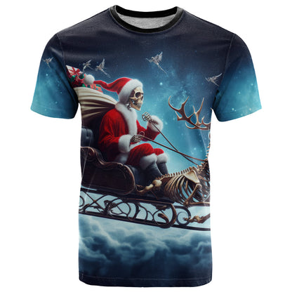 Skeleton Santa Claus T-Shirt Santa Claus Is Coming To Town Graphic Tee