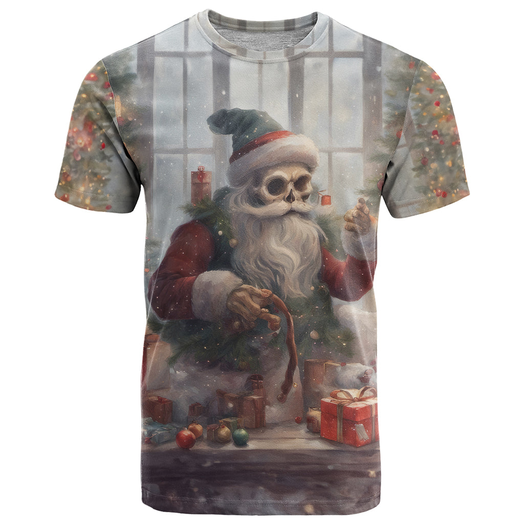 Skeleton Santa Claus T-Shirt Repair For Christmas Santa Claus Graphic Tee