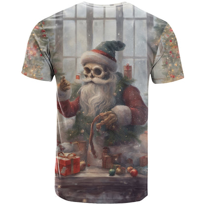 Skeleton Santa Claus T-Shirt Repair For Christmas Santa Claus Graphic Tee