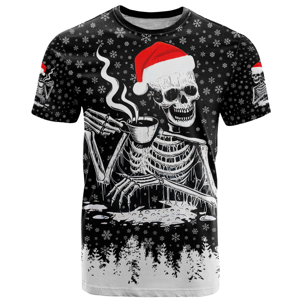 Skeleton Santa Claus T-Shirt Scary Skeleton Santa Claus Coming Graphic Tee