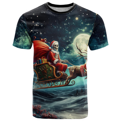 Skeleton Santa Claus T-Shirt Santa Claus Is Coming To Town Graphic Tee