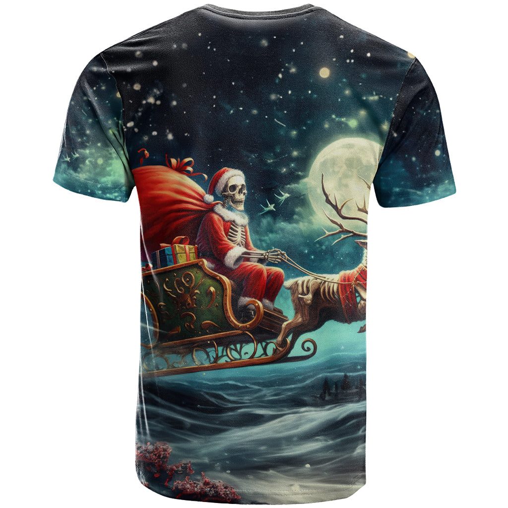Skeleton Santa Claus T-Shirt Santa Claus Is Coming To Town Graphic Tee