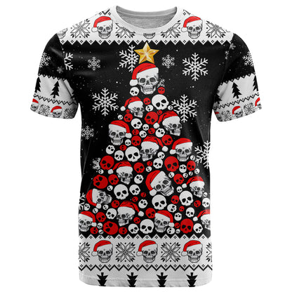 Skull Santa T-Shirt Tree Skull Santa Ugly Christmas Graphic Tee