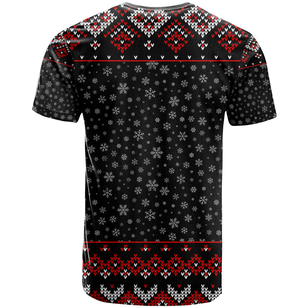 Skeleton Santa Claus T-Shirt Santa Claus Is Coming Cross Street Graphic Tee