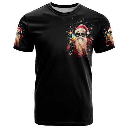 Skeleton Santa Claus T-Shirt Whe You're Dead Inside But It's Christmas Graphic Tee