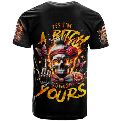 Lady Skull T-Shirt Yes I'm A Bitch But Not Yours Graphic Tee