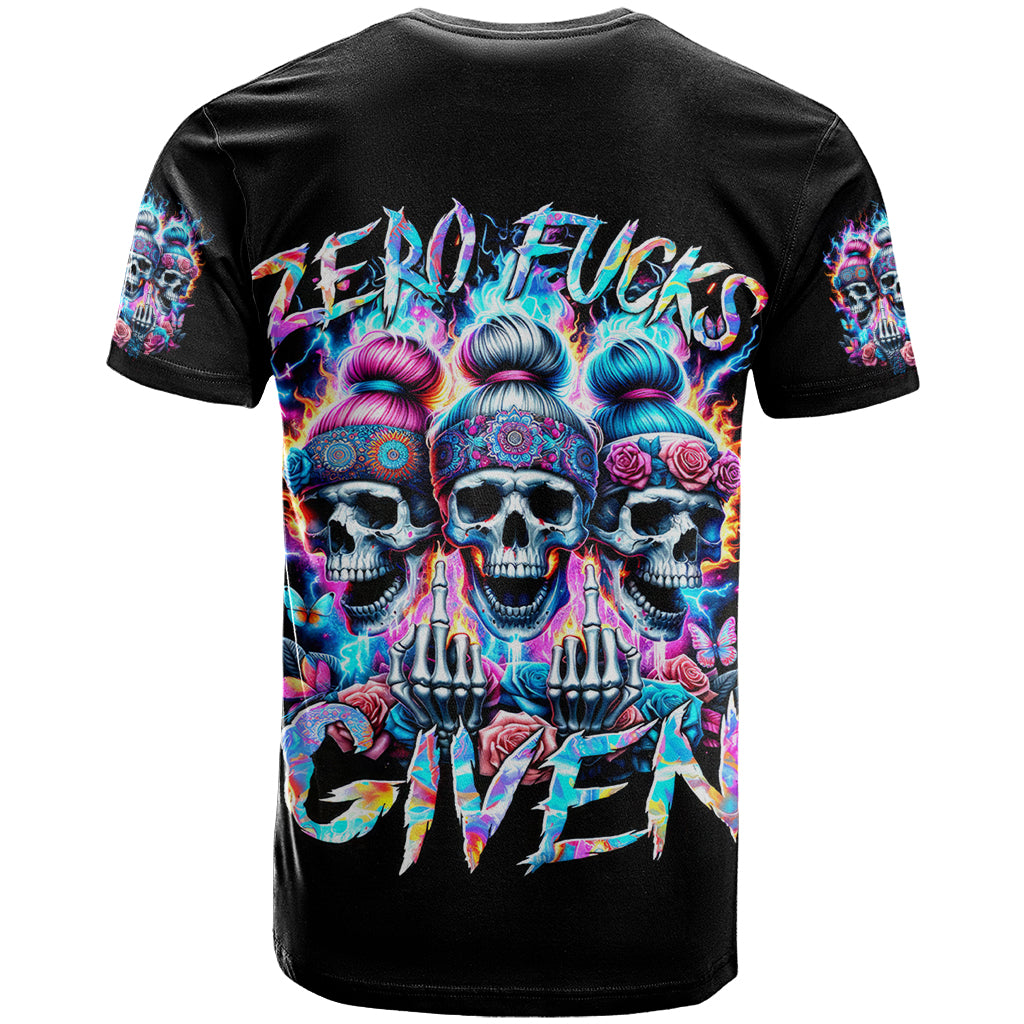 Lady Skull T-Shirt Zero Fucks Given Graphic Tee