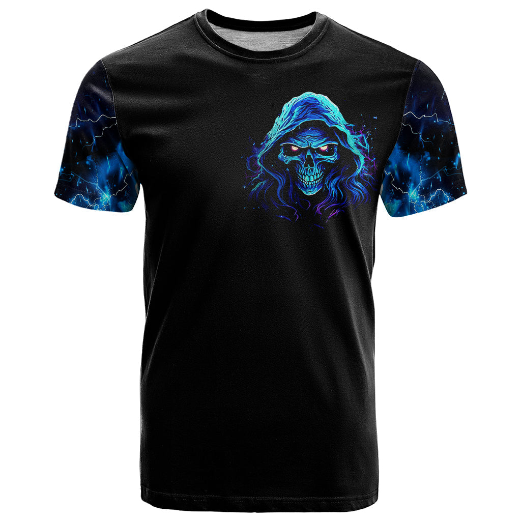 Blue Flame Skull T-Shirt Blood Make You Related Graphic Tee